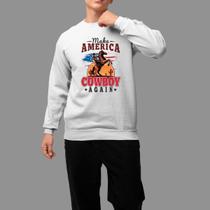 Moletom Gola Careca Basico Masculino Casual Estiloso Inverno Blusa De Frio America Cowboy