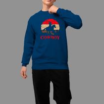 Moletom Gola Careca Basico Masculino Casual Moda Country Inverno Blusa De Frio Tecido Macio Cowboy Laço