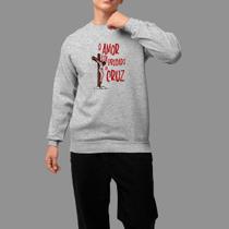 Moletom Gola Careca Basico Masculino Moda De Religioso Confortável Inverno Blusa De Frio Amor Perdoado