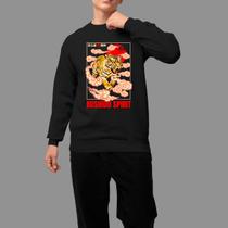 Moletom Gola Careca Basico Masculino Moda De Rua Inverno Blusa De Frio Tecido Macio Bushido Sprit