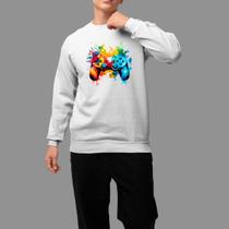 Moletom Gola Careca Basico Masculino Streetwear Casual Confortável Inverno Blusa De Frio Control Aqua