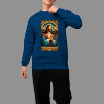 Moletom Gola Careca Basico Moda De Religioso Confortável Tecido Macio Quadro Jesus