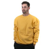 Moletom Gola Careca Blusa de Frio sem Capuz Lisa Masculino cor Amarelo