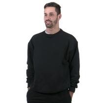 Moletom Gola Careca Blusa de Frio sem Capuz Lisa Masculino cor Preto