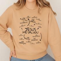 Moletom Gola Careca Estampa Jesus Me Salvou 079 Moda Cristã Jesus Santo Deus Bíblia Cristo Inverno