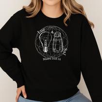 Moletom Gola Careca Estampa Luz E Sal Mateus 016 Bíblia Versículo Jesus Cristo Hallel Passagem Deus