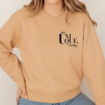 Moletom Gola Careca Estampa Stay Unique Darling 047 Seja Única Gola Redonda Moda Feminina Flanelado