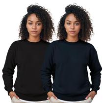 Moletom Gola Careca Feminino Algodão Liso Kit 2 Peças