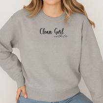 Moletom Gola Careca Inverno Estampa Clean Girl Aesthetic 042 M oda Inverno Frio Manga Comprida Frio