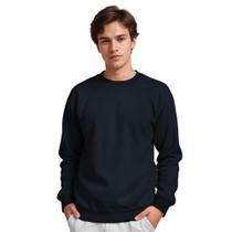 Moletom Gola Careca Masculino Algodão Liso Casual Inverno