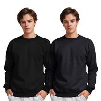 Moletom Gola Careca Masculino Algodão Liso Kit 2 Peças