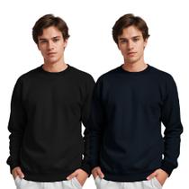 Moletom Gola Careca Masculino Algodão Liso Kit 2 Peças