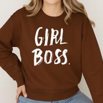 Moletom Gola Careca Modinha Estampa Girl Boss 043 Chefe Feminino Clean Girl Tumblr Inverno Frio