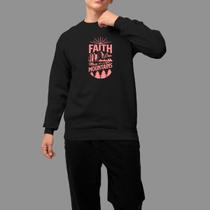Moletom Gola Careca Religioso Casual Moda Religioso Inverno Blusa De Frio Tecido Macio Faith Can