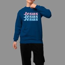 Moletom Gola Careca Religioso Moda Cristã Tecido Macio Jesus Frase