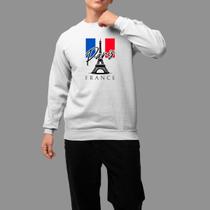 Moletom Gola Careca Streetwear Basico Casual Moda De Rua Inverno Blusa De Frio Paris Torre