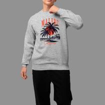 Moletom Gola Careca Streetwear Basico Moda De Rua Inverno Blusa De Frio Malibu Calif