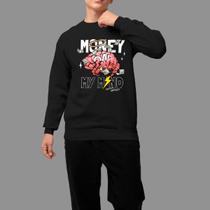 Moletom Gola Careca Streetwear Casual Tecido Macio Money Celeb