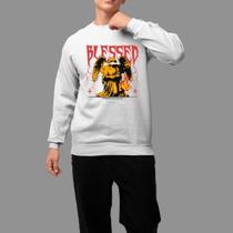Moletom Gola Careca Streetwear Moda De Rua Inverno Blusa De Frio Tecido Macio Angel Blessed
