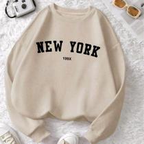 Moletom Gola Careca Suéter Estampado New York 199X Unissex New York Moletom Gola Careca Suéter Estampado New York 199X Unissex New York
