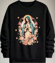 Moletom Gola Redonda Com Ombro Caído E Estampa Nossa Senhora