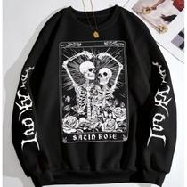 Moletom Gola Redonda Esqueleto Flores Moletom Gola Redonda Esqueleto Flores