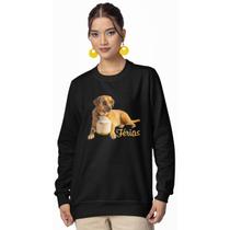 Moletom Gola Redonda Feminino Unissex Estampa Cachorro Caramelo Férias