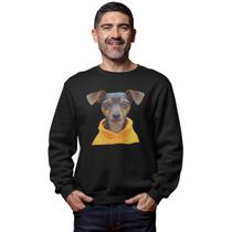Moletom Gola Redonda Masculino Unissex Estampa Cachorro Pinscher Orelha