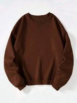 Moletom Gola Redonda Sem Estampa Careca Blusa de Frio Moda Inverno Old Money Unissex Feminino Mascul