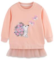 Moletom grátis para meninas, pulôver de algodão com estampa de desenho animado 2-7Y Moletom grátis para meninas, pulôver de algodão com estampa de desenho animado 2-7Y
