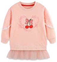 Moletom grátis para meninas, pulôver de algodão, estampa de desenho animado 7T