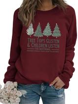 Moletom GVABRLN Christmas para mulheres e crianças vinho tinto