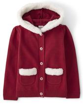 Moletom Gymboree Toddler com zíper com capuz de pele sintética 12-18M Moletom Gymboree Toddler com zíper com capuz de pele sintética 12-18M