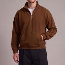 Moletom Half Zíper Canguru Masculino Gola Alta Casual Streetwear Confortável Inverno Old Money Tendê Moletom Half Zíper Canguru Masculino Gola Alta Casual Streetwear Confortável Inverno Old Money Tendê