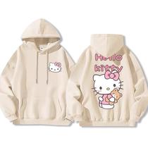 Moletom Hello Kitty Estiloso Desenho Gatinho Blusa De Frio Com Capuz Feminino Casual Vibes Moletom Hello Kitty Estiloso Desenho Gatinho Blusa De Frio Com Capuz Feminino Casual Vibes