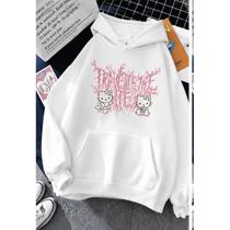Moletom Hello Kitty Feminino Fofo Estilo Aesthetic Streetwear Vibes Menina Com Capuz e Bolso Moletom Hello Kitty Feminino Fofo Estilo Aesthetic Streetwear Vibes Menina Com Capuz e Bolso