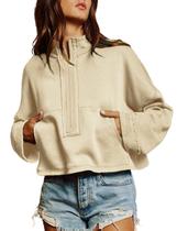 Moletom Himosyber Cropped com meio zíper para mulheres