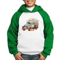 Moletom Infantil Caminhão Vintage e Flores - Foca na Moda