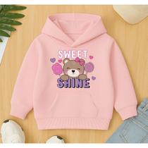 Moletom Infantil Canguru Feminino Sweet Shine Ursinha Fofo Menina Escola Inverno Flanelado Agasalho