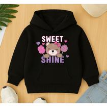 Moletom Infantil Canguru Feminino Sweet Shine Ursinha Fofo Menina Escola Inverno Flanelado Agasalho