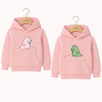 Moletom Infantil Canguru Irmãos Estampa Dinossauros Telefone Irmã Afeto Carinho Lindo Metade Inverno