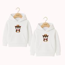 Moletom Infantil Canguru Irmãos Estampa Pinguim Country Fofo Amigos Metadinha Usar Combinando