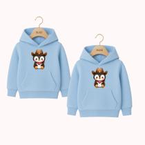 Moletom Infantil Canguru Irmãos Estampa Pinguim Country Fofo Amigos Metadinha Usar Combinando