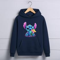 Moletom Infantil Canguru Lilo Stitch Neon Menino Menina Agasalho