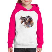 Moletom Infantil Casal de cavalos e flores - Foca na Moda