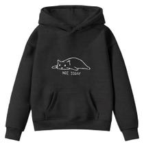 Moletom Infantil Cat Gato Not Today Dormindo Cansado Bolso Canguru Capuz - Envio Imediato