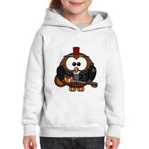 Moletom Infantil Coruja Rock Guitarra - Foca na Moda