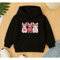 Moletom Infantil Feminino Blusa De Frio Estampa Três Gatinhos Fofos Agasalho Criança Menina Fofo