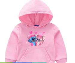 Moletom Infantil Frio Lilo & Stitch Angel Coração Amor No Ar Fofos Desenho