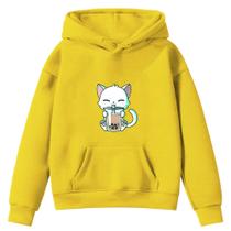 Moletom Infantil Gatinho Milk Shake Desenho Infância Bolso Canguru com Capuz - Envio Imediato Moletom Infantil Gatinho Milk Shake Desenho Infância Bolso Canguru com Capuz - Envio Imediato